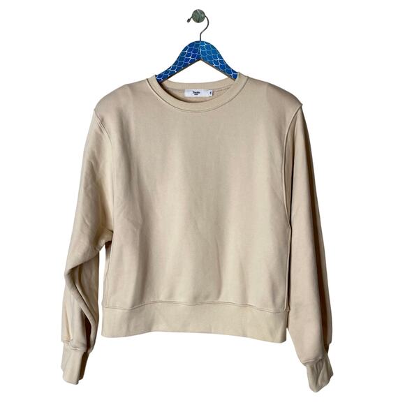 FRANKIE SHOP Vanessa Sweatshirt Vanilla Organic Cotton Shoulder Pads Medium - Picture 2 of 9